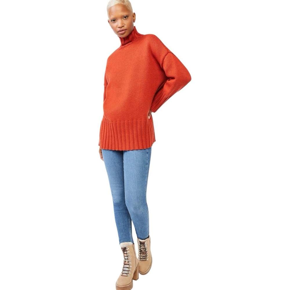 Free Assembly Tall Neck Tunic Sweater Copper Red Sz XS Oversize